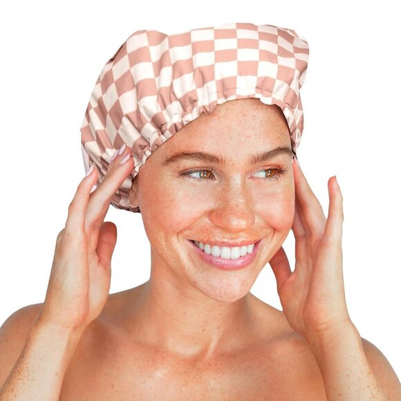 Luxury Satin Reusable Waterproof Shower Cap Large Adjustable Stylish Hair Cover main image 7